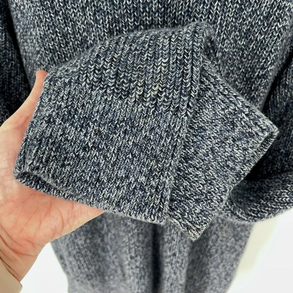J. Crew Men's Long Sleeve Heavyweight Knit Sweater Cotton Sz XXL Marled Blue